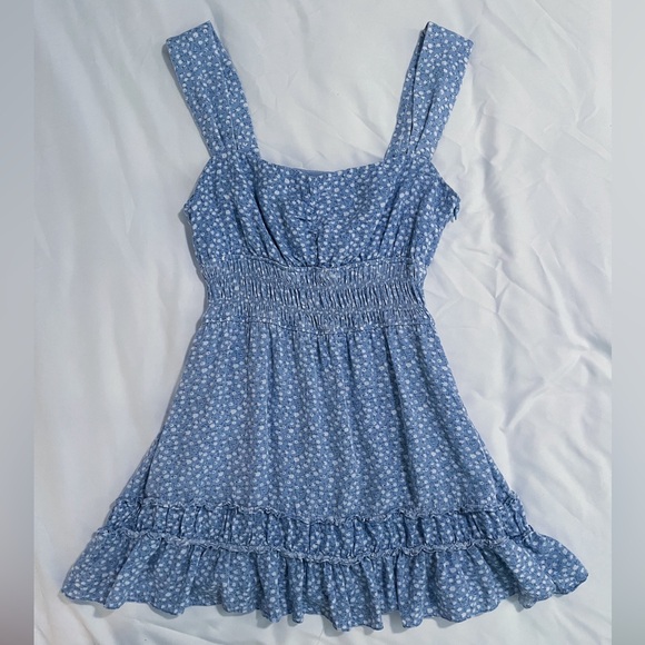 Sweet Pot Blue Floral Ruffle Mini Dress Size 10 - Picture 5 of 13